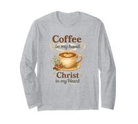 Coffee in My Hand Christ in My Heart Watercolor Christian Manche Longue