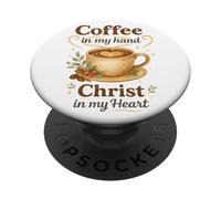 Coffee in My Hand Christ in My Heart Watercolor Christian PopSockets PopGrip Adhésif