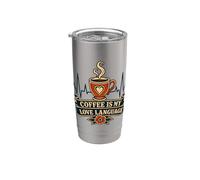 Coffee Is My Love Language - Citation de battement de cœur de caféine Gobelet isotherme en acier inoxydable double paroi