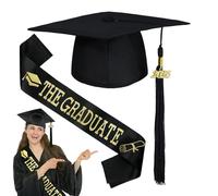 Coffee Life Plus®2025 Chapeau de Diplomé,Chapeau de baccalauréat,Diplômé Écharpe avec Chapeau Bachelier,Chapeau d'étudiant Réglable,Chapeau D'étudiant Avec Gland Pendentif Unisexe (B)