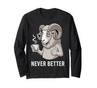 Coffee Lover Fatigué Ram Never Better Thumbs Up Funny Owner Manche Longue