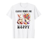 Coffee Makes Me Hoppy Easter Cute Bunny Drinking Coffee Cup T-Shirt