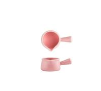 Coffee Milk Pitcher Petit ustensile à café avec tasse à lait, 2 pièces, avec poignée, plat à Sauce domestique en céramique, saucière (80ML)(Pink)