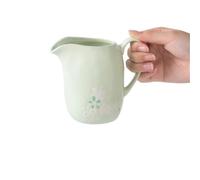 Coffee Milk Pitcher Pichet à crème peint à la main avec poignée, porcelaine fine, capacité de 340 ml, for café, thé, vinaigrettes, sirops, sauces(Green)