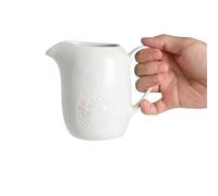 Coffee Milk Pitcher Pichet à crème peint à la main avec poignée, porcelaine fine, capacité de 340 ml, for café, thé, vinaigrettes, sirops, sauces(White)