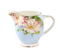 Coffee Milk Pitcher Pichet à lait en céramique de 300 ML avec poignée et bec verseur, ustensile à café domestique, Pot à sauce multi-usage, saucière(Blue)