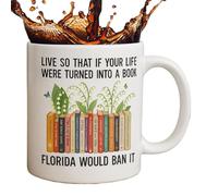Coffee Mug, Book Lovers Cup, 3.15x3.54x4.33 Inches Novelty Ceramic Drinkware, 11 Oz Decorative Piece for Hot or Cold Beverages in Dining Kitchen Home Women Men Reader Librarians Teachers Friends