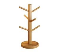 Coffee Mug Holder - 6-Hook Cup Tree for Counter Display | Metal and Wood Construction with Multi Arm Design, Rotating Rack for Kitchen Living Room Cafe Restaurant Party Table Organization