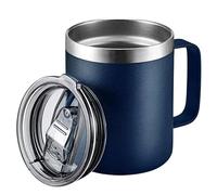Coffee Mug with Handle Sliding Lid,Stainless Steel Travel Tumbler Cup Double Insulated Camping for Hot Cold Drink Tea pour Café(Blue)
