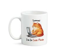 Coffee Mugs Amusants Tasse En Céramique Café Gros Chat En Colère Je Suis Programmeur De Code Drôle Tasses En Porcelaine Pour Collègue Maman Femme 330Ml