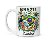 Coffee Mugs Aquarelle Tasse Carte Du Drapeau Brésilien Amoureux Du Brésil Christ Rédempteur Personnalisée Tasses En Porcelaine Pour Décorer Amies Fête Des Pères 330Ml