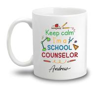 Coffee Mugs Restez Calme, Je Suis Conseiller Scolaire Tasse À Café En Porcelaine Aquarelle Tasses À Café Pour Décorer Maman 330Ml