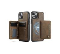 (Coffee,Multicolor)For iPhone 14 Plus Case AUTSPACE A13 Vintage Leather Back Cover with Magnetic Detachable Card Bag -
