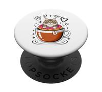 Coffee Norwegian Forest Cat Donut PopSockets PopGrip Adhésif