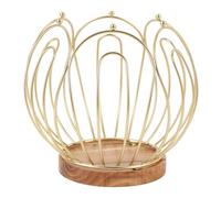 Coffee Pod Holder with Wooden Base | Sturdy Metal Wire Basket Holds 25 Capsules | Countertop Organizer for Kitchen/Office/Home | Oxidation - Resilient & Tilt - Proof Design