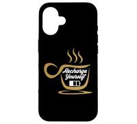 Coffee Recharge Yourself Funny Cafeine Baristas Coffee Lover Coque pour iPhone 16