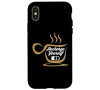 Coffee Recharge Yourself Funny Cafeine Baristas Coffee Lover Coque pour iPhone X/XS