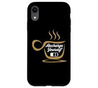 Coffee Recharge Yourself Funny Cafeine Baristas Coffee Lover Coque pour iPhone XR