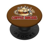 Coffee Rocks Singing Loudly Funny Pun Dad Blague Humour PopSockets PopGrip Adhésif