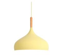 Coffee Shop Light Metal LED Chandeliers Vivid Color Hanging Lamp 47" Cord Adjustable Industrial Pendant Lighting for Kitchen Island Barn Dining Room(Yellow,35CM)