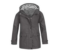 Coffee Shop Manteau coupe-vent pour fille avec fermeture éclair intégrale et boutons pour petites filles Gris foncé 3-4 ans