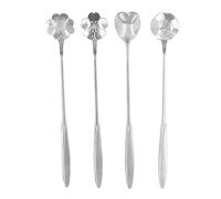 Coffee Spoon En Acier Inoxydable, 4 Pièces Cuillères à Café en Forme de Fleur et Cœur, Cuillère à Glace et Dessert - Résistantes et Élégantes, Parfait Pour Café, Thé Glacé et (Argent)