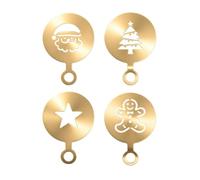 Coffee Stencils, 4 Pieces Stainless Steel Funny Cute Latte Art Set | Reusable Decorating Design, Precise Powder Patterns, for Home Office Cafe Restaurant Party Cake Cookie Cappuccino