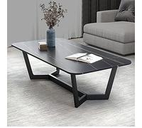 Coffee Table 51.2" Modern Coffee Table for Living Room Central Table Slate Tabletop and Metal Frame Living Room Table Cocktail Table Tea Table Sofa Table Accent Table Black Black