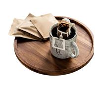 Coffee Table Tray - Wood 13.5-29.5cm Round Rustic Display Tray | Charcuterie Board Food Holder, Snack Serving Plate | For Cheese Fruit Bread Home Kitchen Living Room Bathroom Office Use