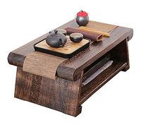 Coffee Tables Table de Bout, Table Basse à 2 Niveaux avec étagère de Rangement, Table à thé Japonaise rétro, Table Tatami pour Salon, Baie vitrée (Color : Dark Brown, Size : 60 * 35 * 23cm)