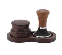 Coffee Tamping Kit | Poignée de noyer et Tamper/Distributeur en acier inoxydable | Base universelle pour machine à café/barista à la maison | Barista Tools (51 mm/2 pouces) (58 mm/2,3 in)