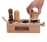 Coffee Tamping Station - Wooden Espresso Organizer Stand for Baristas Setup | Solid Wood Base with Non Slip Pad Portafilter Holder Slot, Countertop Tamp Support for Home Kitchen Cafe Bar