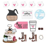 Coffee Tiered Tray Decor - Rustic Wooden Centerpiece, Tiered Tray Decoration Set with Farmhouse Aesthetic, Home Pub Table Accent, Patio Garden Ornament, Cafe Accessory for Stylish Kitchen Styling