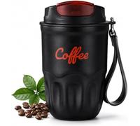 Coffee Vacuum Flask, 1 Count Portable Coffee Cup with Lid & Handle, Stainless Steel Insulated Water Bottle for Home, Office, and Outdoor Use, Insulated Travel Drinkware, Travel Coffee Mugs (Black)