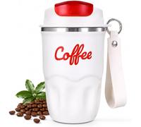 Coffee Vacuum Flask, 1 Count Portable Coffee Cup with Lid & Handle, Stainless Steel Insulated Water Bottle for Home, Office, and Outdoor Use, Insulated Travel Drinkware, Travel Coffee Mugs (White)