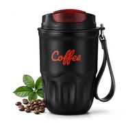 Coffee Vacuum Flask, 1 Count Portable Coffee Cup with Lid & Handle, Stainless Steel Insulated Water Bottle for Home, Office, and Outdoor Use, Insulated Travel Drinkware, Travel Coffee Mugs (Black)