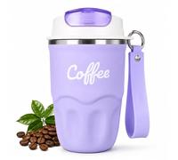 Coffee Vacuum Flask, 1 Count Portable Coffee Cup with Lid & Handle, Stainless Steel Insulated Water Bottle for Home, Office, and Outdoor Use, Insulated Travel Drinkware, Travel Coffee Mugs (Purple)