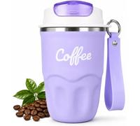 Coffee Vacuum Flask, 1 Count Portable Coffee Cup with Lid & Handle, Stainless Steel Insulated Water Bottle for Home, Office, and Outdoor Use, Insulated Travel Drinkware, Travel Coffee Mugs (Purple)