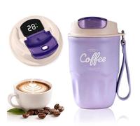 Coffee Vacuum Flask,Portable Coffee Cup with Lid & Handle,Stainless Steel Insulated Travel CoffeeMugs,Suitable for Both Hot and Cold Drinks,Home Office Outdoor Camping Daily Use(Purple)