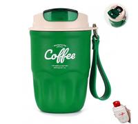 Coffee Vacuum Flask, Portable Coffee Cup with Lid & Handle, Stainless Steel Travel Insulated Water Bottle, Portable Drinkware Coffee Mug for Hot and Cold Drinks (Green)