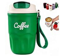 Coffee Vacuum Flask,Smart Led Temperature Display Coffee Cup With Leak-Resistant Lid And Handle,12 Oz 316 Stainless Steel Liner Coffee Mug Hot Cold Drinkware,For Home,Office And Outdoor (green)