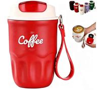 Coffee Vacuum Flask,Smart Led Temperature Display Coffee Cup With Leak-Resistant Lid And Handle,12 Oz 316 Stainless Steel Liner Coffee Mug Hot Cold Drinkware,For Home,Office And Outdoor (red)