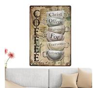 Coffee Wall Art, 30 x 20 cm Iron Rectangular Wall Decor, Coffee Walls Sign Vintage Metal Hanging Ornament Stylish Cafe Decoration for Shop Home Kitchen Bedroom Living Room Restaurant Hotel