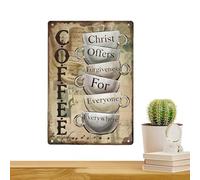 Coffee Wall Art Decor - 30x20cm Iron Rectangular Ornament, Coffee Wall Sign, Metal Walls Decoration Piece, Rustic Home Kitchen Bedroom Living Room Restaurant Hotel Decor With Easy Hanging Display