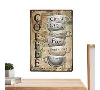 Coffee Wall Art Sign - 30x20cm Iron Rectangular Ornament for Home Decor | Rustproof Metal Frame with s Decorative Coffee Themed Wall Plaques for Kitchen Livingroom Cafe Restaurant Display