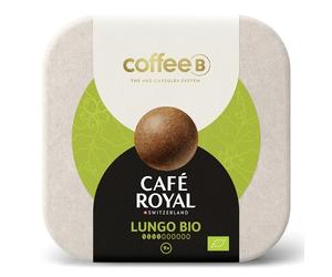 CoffeeB Café Royal Lungo Bio - Boules de café compostables, 9 unités, compatibles avec les machines CoffeeB, avec des notes de citron, céréales et mélisse