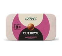 CoffeeB Café Royal Lungo Forte Big Pack - Boules de café compostables, 18 unités, compatibles avec les machines CoffeeB, avec des notes de cacao, caramel et poivre
