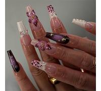 COFFIN Nails Tips Faux Nails Glues On Stick On Press Artificial False For Womens Girls Gifts Stick Fake Nail