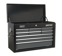 Coffre 9 Tiroir avec Boule Roulement Coulisses - Noir/Gris - Sealey AP2509B Neuf