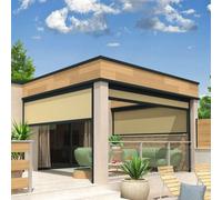Coffre À Coulisses Pour Pergola Lolite 3,50x2,50 M (Motorisé À Télécommande - Gris Anthracite - Écru) Gris